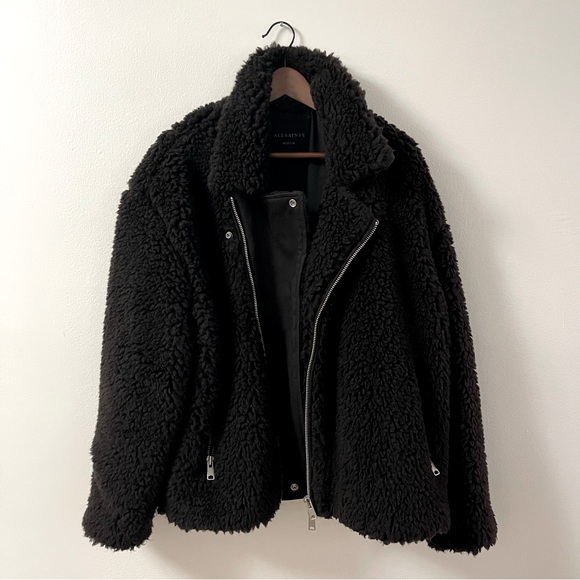 AllSaints Kentaro Sherpa Biker Jacket - Picture 4 of 14